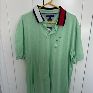 Tommy Hilfiger Men's Mint Polo with Tricolor Collar